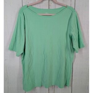 St Johns Bay Size XL Green Classic Boatneck Tee‎ Short Sleeve Cotton Top